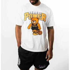 Inaka Power teddy bear basketball orange black lifting athletic gym t-shirt L